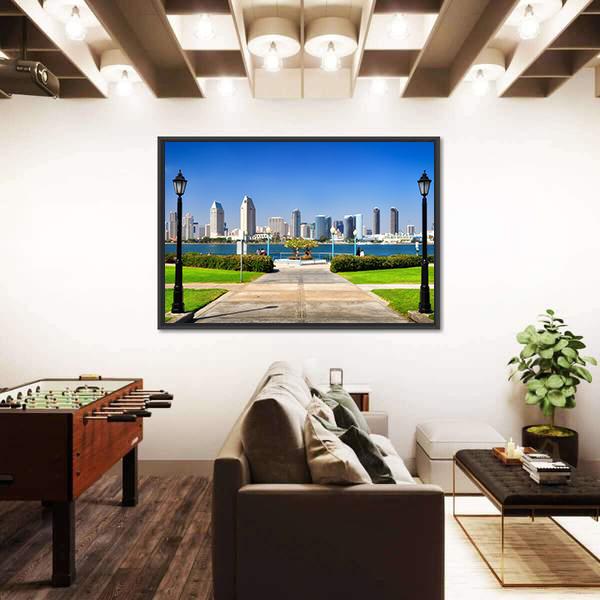 San Diego City View From The Park Canvas Wall Art-3 Horizontal-Gallery Wrap-25" x 16"-Tiaracle