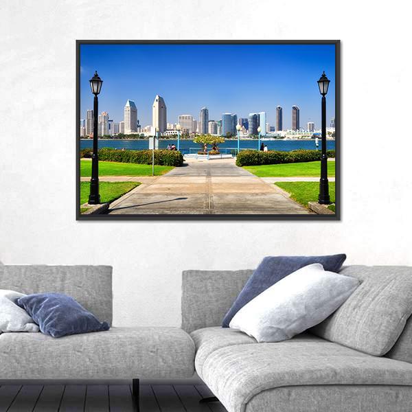 San Diego City View From The Park Canvas Wall Art-3 Horizontal-Gallery Wrap-25" x 16"-Tiaracle
