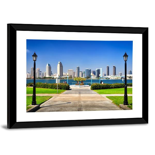 San Diego City View From The Park Canvas Wall Art-3 Horizontal-Gallery Wrap-25" x 16"-Tiaracle
