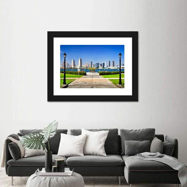 San Diego City View From The Park Canvas Wall Art-3 Horizontal-Gallery Wrap-25" x 16"-Tiaracle