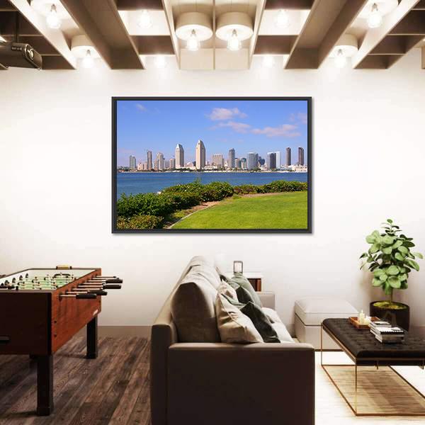 San Diego Skyline Canvas Wall Art-1 Piece-Floating Frame-36" x 24"-Tiaracle