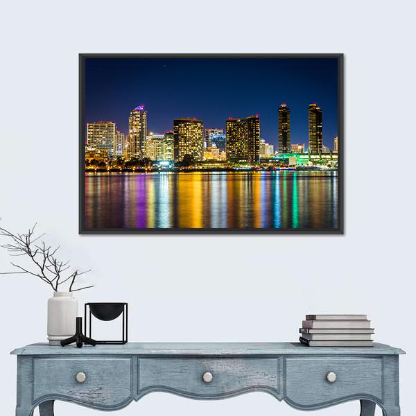 San Diego Skyline From Centennial Park Canvas Wall Art-1 Piece-Floating Frame-24" x 16"-Tiaracle