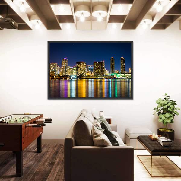 San Diego Skyline From Centennial Park Canvas Wall Art-5 Horizontal-Gallery Wrap-22" x 12"-Tiaracle