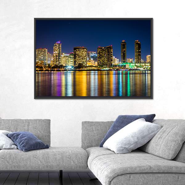 San Diego Skyline From Centennial Park Canvas Wall Art-5 Horizontal-Gallery Wrap-22" x 12"-Tiaracle
