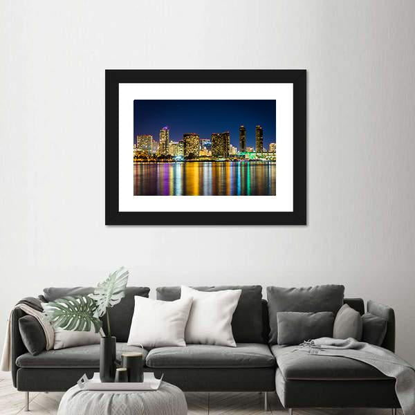 San Diego Skyline From Centennial Park Canvas Wall Art-5 Horizontal-Gallery Wrap-22" x 12"-Tiaracle