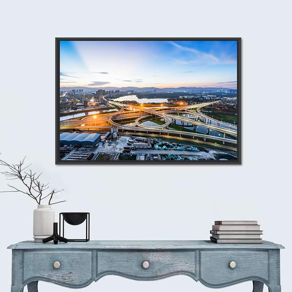 San Francisco City At Night Canvas Wall Art-5 Horizontal-Gallery Wrap-22" x 12"-Tiaracle
