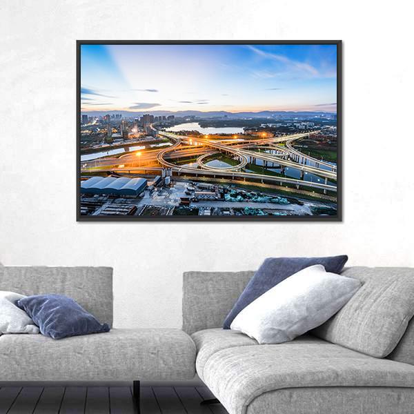 San Francisco City At Night Canvas Wall Art-5 Horizontal-Gallery Wrap-22" x 12"-Tiaracle