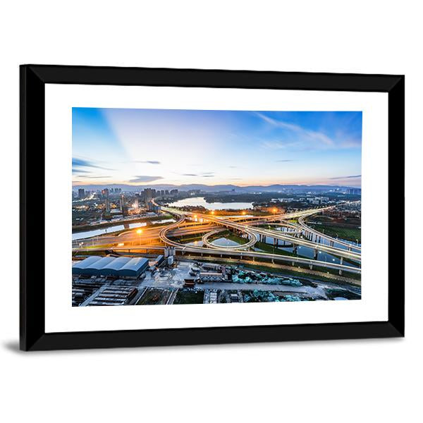 San Francisco City At Night Canvas Wall Art-5 Horizontal-Gallery Wrap-22" x 12"-Tiaracle