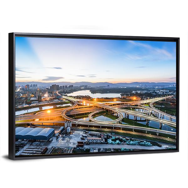 San Francisco City At Night Canvas Wall Art-5 Horizontal-Gallery Wrap-22" x 12"-Tiaracle