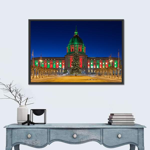 San Francisco City Hall Canvas Wall Art-1 Piece-Floating Frame-24" x 16"-Tiaracle