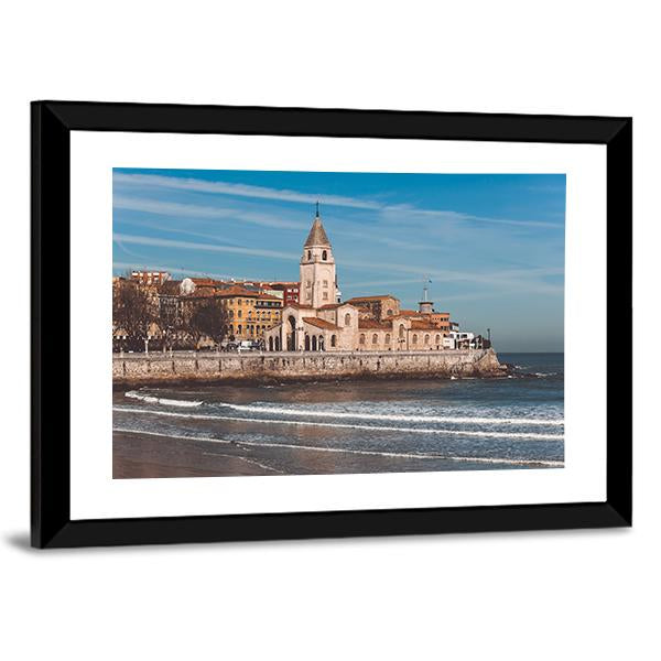 San Lorenzo Ocean Beach And San Pedro Church Canvas Wall Art-5 Horizontal-Gallery Wrap-22" x 12"-Tiaracle