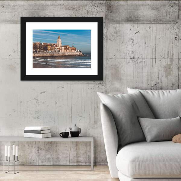 San Lorenzo Ocean Beach And San Pedro Church Canvas Wall Art-5 Horizontal-Gallery Wrap-22" x 12"-Tiaracle