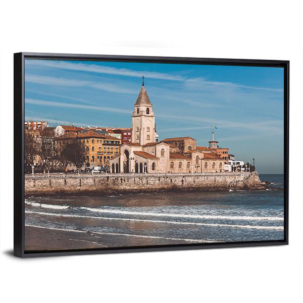 San Lorenzo Ocean Beach And San Pedro Church Canvas Wall Art-5 Horizontal-Gallery Wrap-22" x 12"-Tiaracle