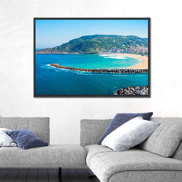 San Sebastian City View Canvas Wall Art-5 Horizontal-Gallery Wrap-22" x 12"-Tiaracle