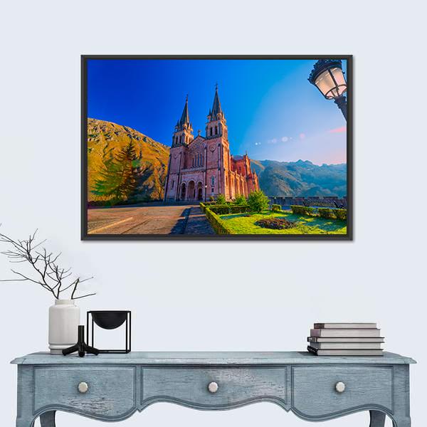 Sanctuary Of Covadonga In Spain Canvas Wall Art-1 Piece-Floating Frame-24" x 16"-Tiaracle