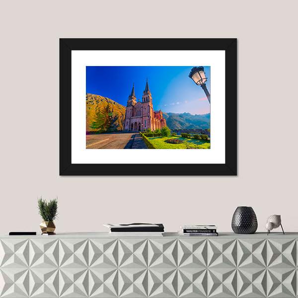 Sanctuary Of Covadonga In Spain Canvas Wall Art-1 Piece-Framed Print-20" x 16"-Tiaracle