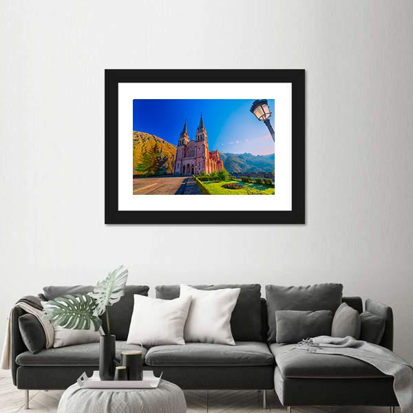 Sanctuary Of Covadonga In Spain Canvas Wall Art-1 Piece-Framed Print-42" x 14"-Tiaracle