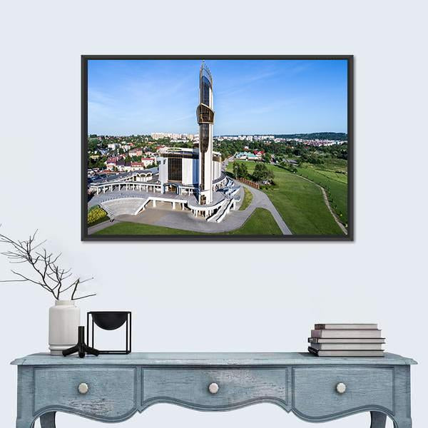 Sanctuary Of Divine Mercy Canvas Wall Art-1 Piece-Floating Frame-24" x 16"-Tiaracle