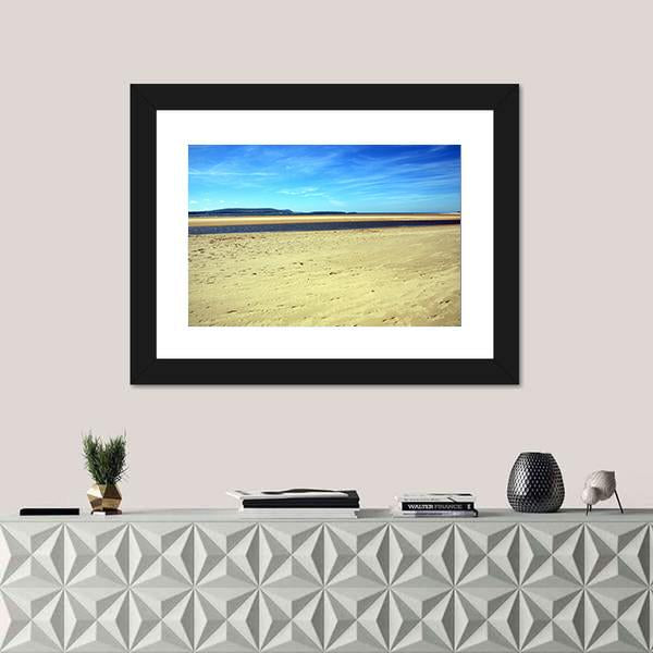 Sand Beach At Burry Port Canvas Wall Art-1 Piece-Framed Print-20" x 16"-Tiaracle