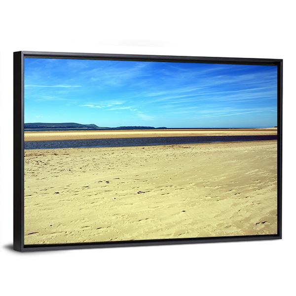 Sand Beach At Burry Port Canvas Wall Art-3 Horizontal-Gallery Wrap-25" x 16"-Tiaracle