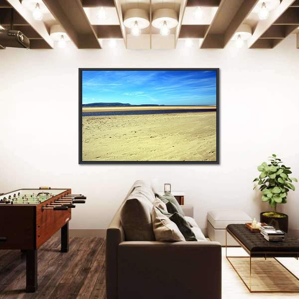 Sand Beach At Burry Port Canvas Wall Art-3 Horizontal-Gallery Wrap-25" x 16"-Tiaracle