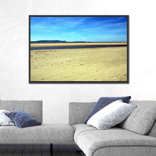 Sand Beach At Burry Port Canvas Wall Art-3 Horizontal-Gallery Wrap-25" x 16"-Tiaracle