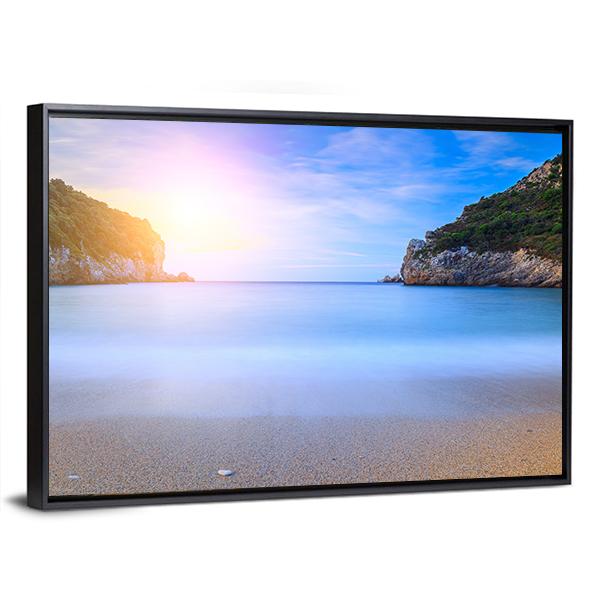 Sand Beach In Close Bay Canvas Wall Art-3 Horizontal-Gallery Wrap-25" x 16"-Tiaracle