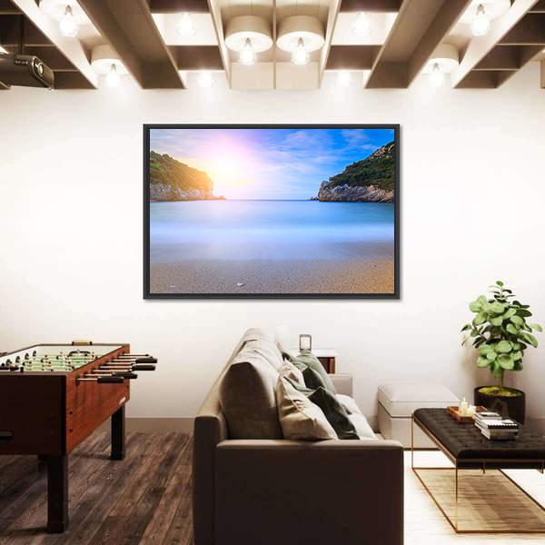 Sand Beach In Close Bay Canvas Wall Art-3 Horizontal-Gallery Wrap-25" x 16"-Tiaracle