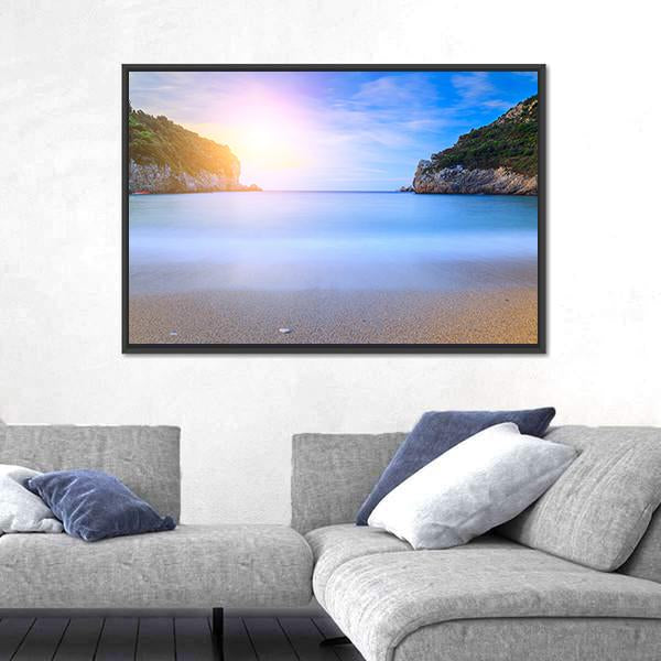Sand Beach In Close Bay Canvas Wall Art-3 Horizontal-Gallery Wrap-25" x 16"-Tiaracle