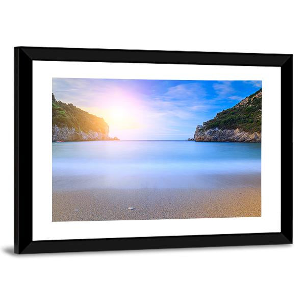 Sand Beach In Close Bay Canvas Wall Art-3 Horizontal-Gallery Wrap-25" x 16"-Tiaracle