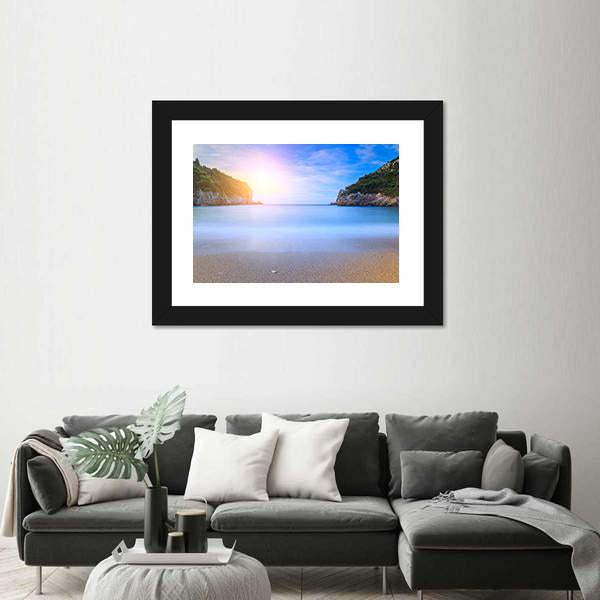 Sand Beach In Close Bay Canvas Wall Art-3 Horizontal-Gallery Wrap-25" x 16"-Tiaracle