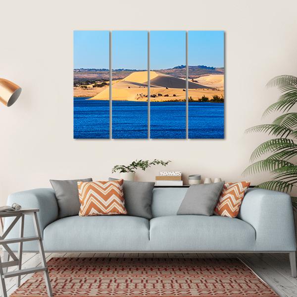 Sand Dunes On Sunset Near Lake In Vietnam Canvas Wall Art-4 Horizontal-Gallery Wrap-34" x 24"-Tiaracle