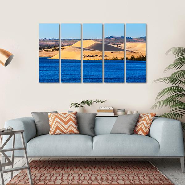 Sand Dunes On Sunset Near Lake In Vietnam Canvas Wall Art-5 Horizontal-Gallery Wrap-22" x 12"-Tiaracle