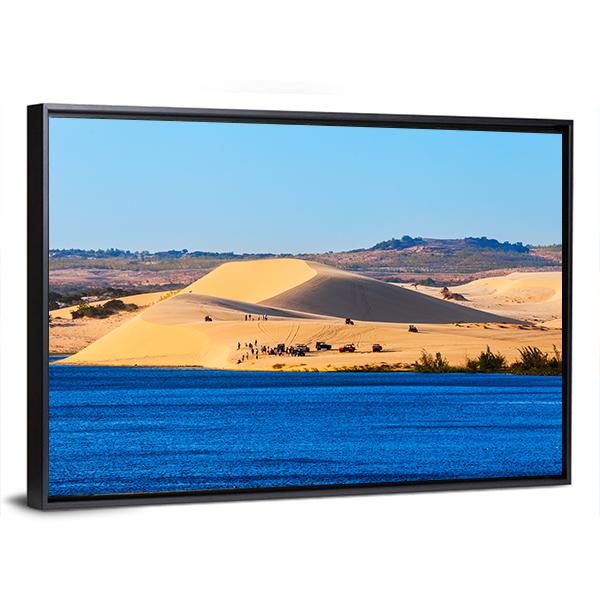 Sand Dunes On Sunset Near Lake In Vietnam Canvas Wall Art-3 Horizontal-Gallery Wrap-25" x 16"-Tiaracle