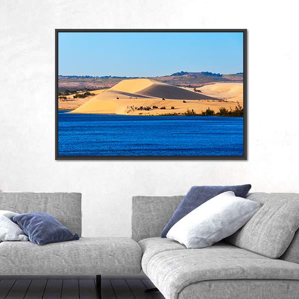 Sand Dunes On Sunset Near Lake In Vietnam Canvas Wall Art-3 Horizontal-Gallery Wrap-25" x 16"-Tiaracle