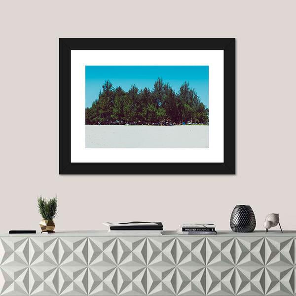 Sand Dunes With Trees And Sepang Beach Canvas Wall Art-1 Piece-Framed Print-20" x 16"-Tiaracle