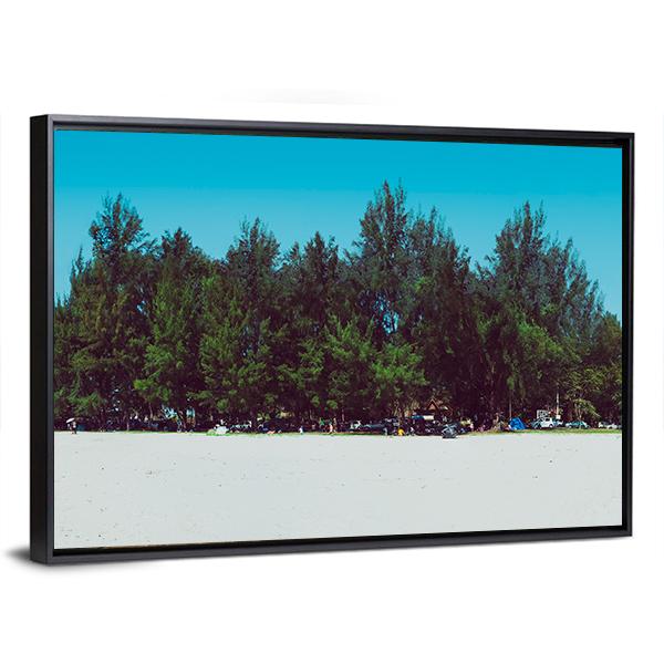 Sand Dunes With Trees And Sepang Beach Canvas Wall Art-3 Horizontal-Gallery Wrap-25" x 16"-Tiaracle