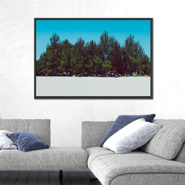 Sand Dunes With Trees And Sepang Beach Canvas Wall Art-3 Horizontal-Gallery Wrap-25" x 16"-Tiaracle