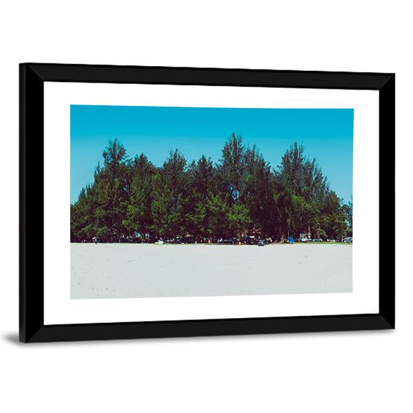 Sand Dunes With Trees And Sepang Beach Canvas Wall Art-3 Horizontal-Gallery Wrap-25" x 16"-Tiaracle