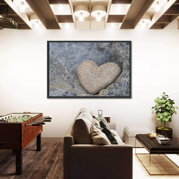 Sand Look Alike Heart Canvas Wall Art-1 Piece-Floating Frame-24" x 16"-Tiaracle