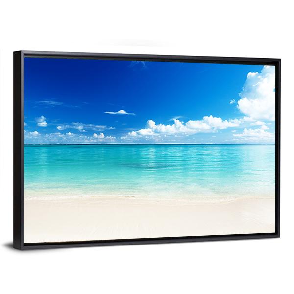 Sand Of Beach And Caribbean Sea Canvas Wall Art-3 Horizontal-Gallery Wrap-25" x 16"-Tiaracle