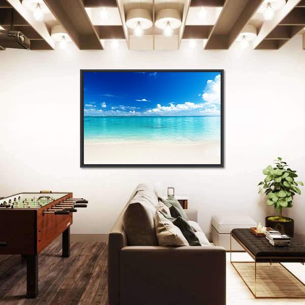 Sand Of Beach And Caribbean Sea Canvas Wall Art-3 Horizontal-Gallery Wrap-25" x 16"-Tiaracle