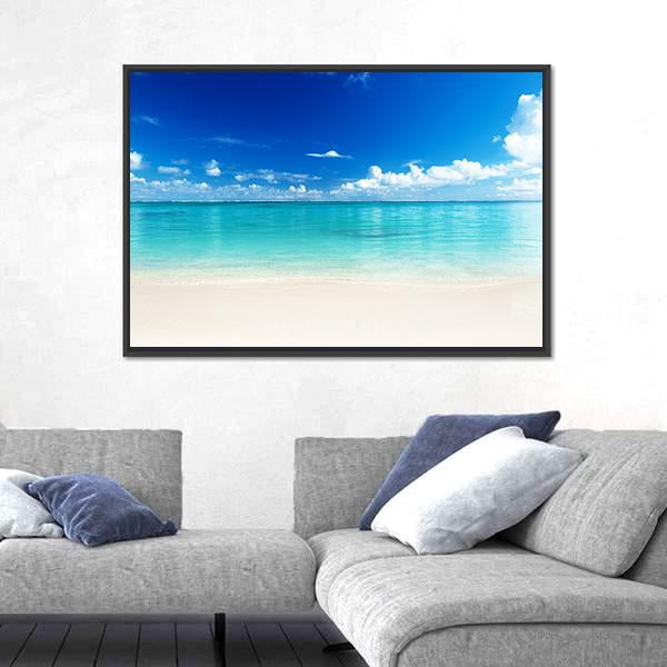 Sand Of Beach And Caribbean Sea Canvas Wall Art-3 Horizontal-Gallery Wrap-25" x 16"-Tiaracle