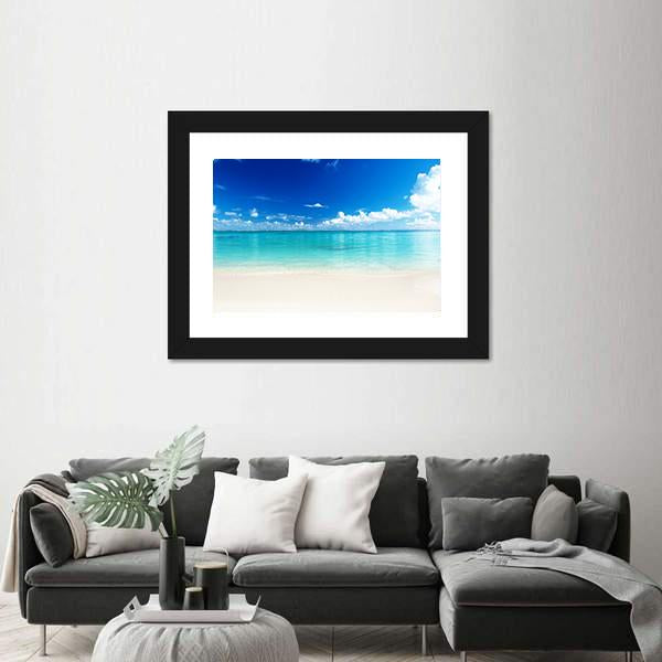 Sand Of Beach And Caribbean Sea Canvas Wall Art-3 Horizontal-Gallery Wrap-25" x 16"-Tiaracle