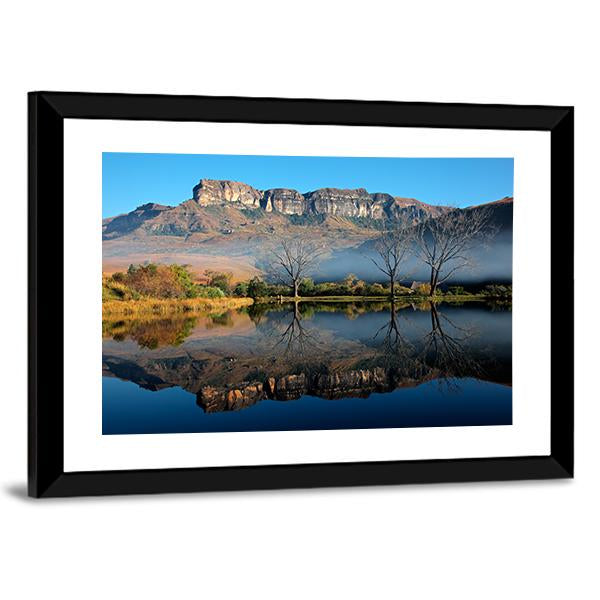 Sandstone Mountains With Reflection In Water Canvas Wall Art-3 Horizontal-Gallery Wrap-25" x 16"-Tiaracle
