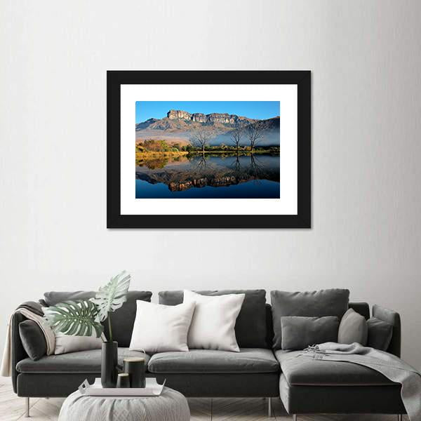 Sandstone Mountains With Reflection In Water Canvas Wall Art-3 Horizontal-Gallery Wrap-25" x 16"-Tiaracle