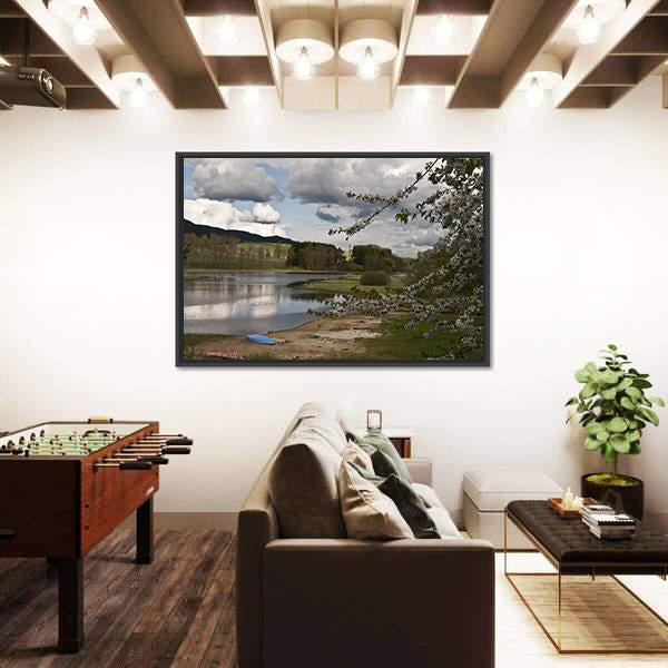 Sandy Beach And River Vltava Canvas Wall Art-3 Horizontal-Gallery Wrap-25" x 16"-Tiaracle