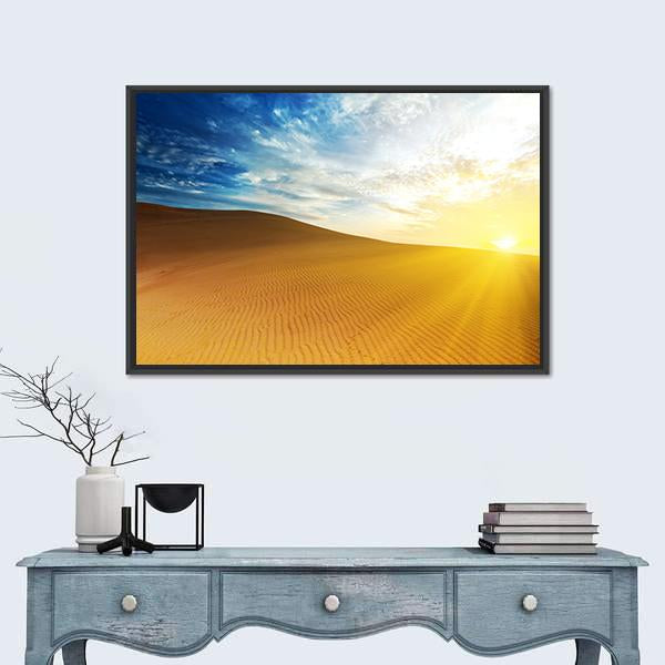 Sandy Desert At Sunrise Time Vietnam Mui ne Canvas Wall Art-1 Piece-Floating Frame-24" x 16"-Tiaracle