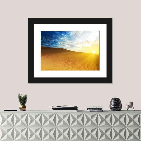 Sandy Desert At Sunrise Time Vietnam Mui ne Canvas Wall Art-1 Piece-Framed Print-20" x 16"-Tiaracle