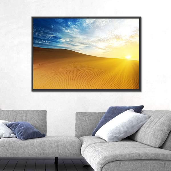 Sandy Desert At Sunrise Time Vietnam Mui ne Canvas Wall Art-3 Horizontal-Gallery Wrap-25" x 16"-Tiaracle